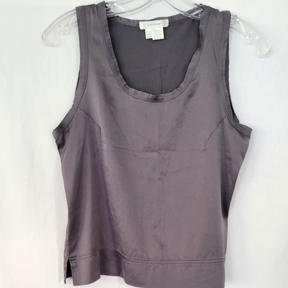 Silk Zara Woman Grey Tank Top